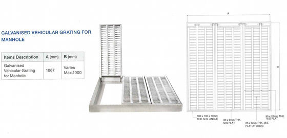 Singapore Galvanised Vehicular Grating for Manhole with Angle Bar